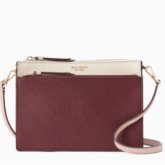 kate spade Handbags - Kate Spade Pink Burgundy Cameron Crossbody Purse
